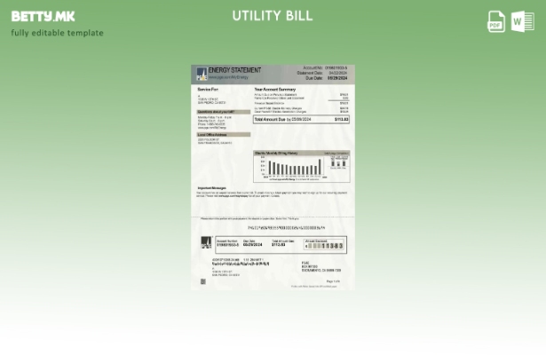 Модерен стил шаблон за збор за сметки за енергија на Канада PG&E